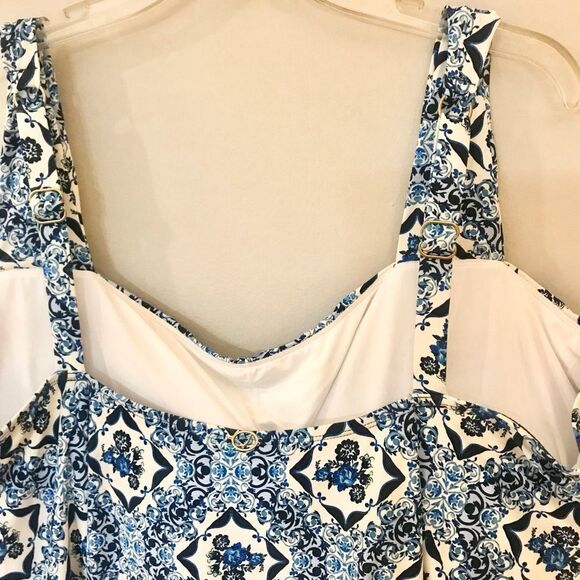 NWT Jantzen Glamour One-Piece with Adjustable Straps Blue Ceramic - Picture 7 of 11